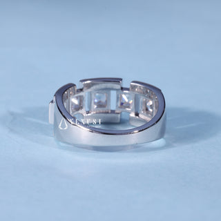 0.70CT Bezel Set Princess Cut Halo Diamond Men's Wedding Rings