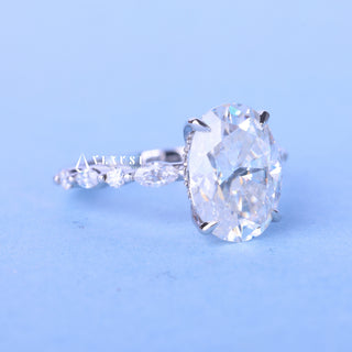 2.0CT Oval Cut Moissanite Diamond Hidden Halo Pave Engagement Ring