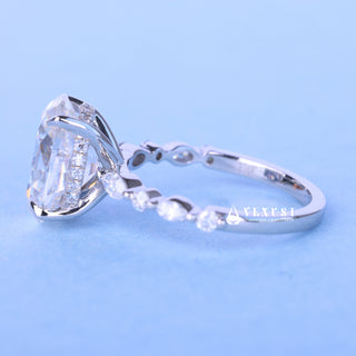2.0CT Oval Cut Moissanite Diamond Hidden Halo Pave Engagement Ring