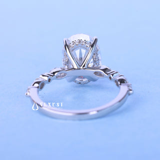 2.0CT Oval Cut Moissanite Diamond Hidden Halo Pave Engagement Ring
