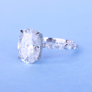 2.0CT Oval Cut Moissanite Diamond Hidden Halo Pave Engagement Ring