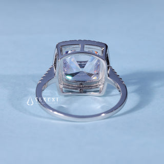 2.50CT Asscher Cut Moissanite Diamond Halo Pave Engagement Ring