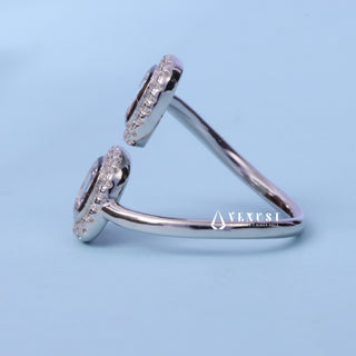 1.0CT Bezel Set Asscher Cut Moissanite Diamond Halo Engagement Ring