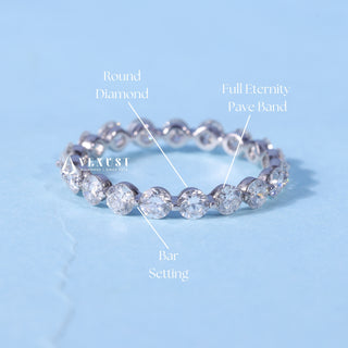Round Moissanite Diamond Full Eternity Bar Pave Wedding Band