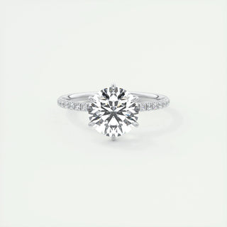 2.0 CT Round Cut Solitaire Pave Moissanite Engagement Ring