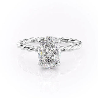 2.10 CT Oval Solitaire & Twisted Band Style Moissanite Engagement Ring