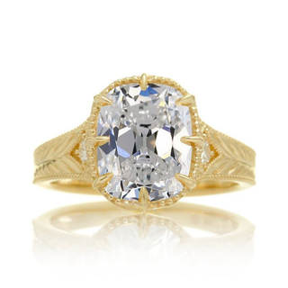 2.0CT Elongated Cushion Moissanite Diamond Vintage Antique Engagement Ring