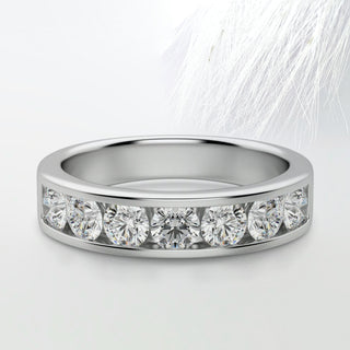 Round Cut Seven Stone Channel Moissanite Diamond Wedding Band