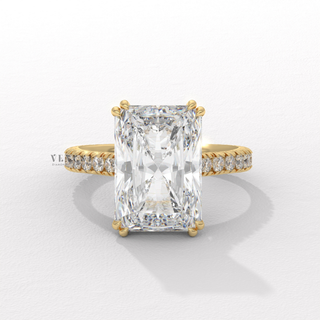 4.0CT Radiant Cut Moissanite Diamond Pavé Engagement Ring