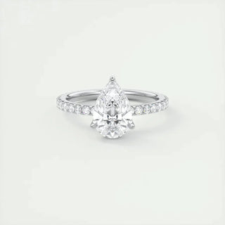 1.93CT Pear Solitaire Pave Moissanite Engagement Ring