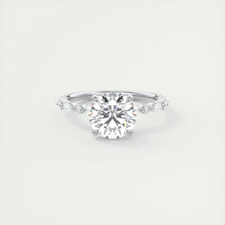 2.0 CT Round Solitaire Pave Moissanite Engagement Ring