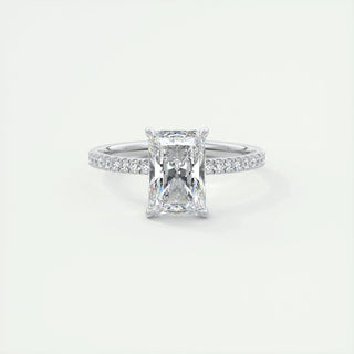 2.10 CT Radiant Solitaire Pave Moissanite Engagement Ring
