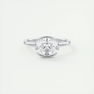 1.91CT Oval Half Bezel Solitaire Moissanite Engagement Ring