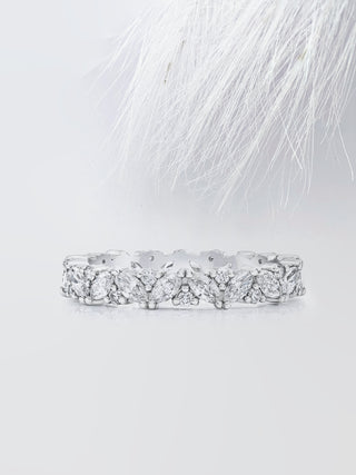 Marquise & Round Cut Diamond Moissanite Cluster Eternity Band