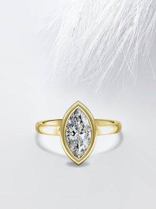 2.0 CT Marquise Cut Moissanite Diamond Bezel Setting Engagement Ring