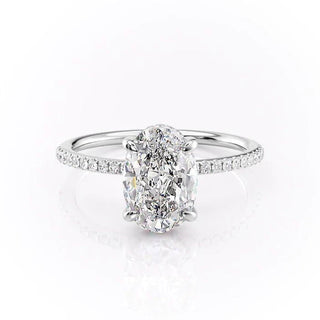 2.10 CT Oval Cut Solitaire & Pave Setting Moissanite Engagement Ring