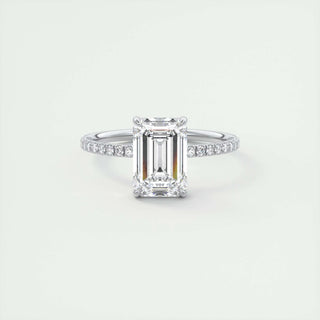 1.91 CT Emerald Cut Solitaire Pave Moissanite Engagement Ring