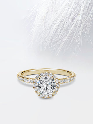 0.75CT Round Cut Moissanite Diamond Halo Set Engagement Ring For Women