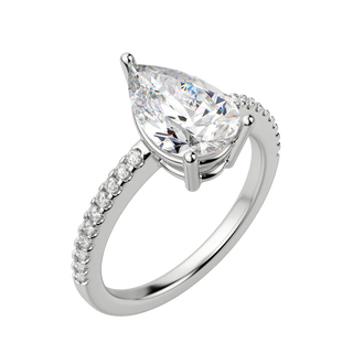 1.33CT Pear Cut Solitaire Pave Moissanite Diamond Engagement Ring