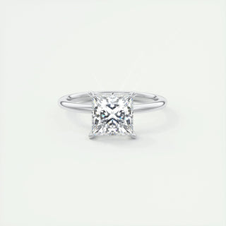 2.08 CT Princess Solitaire Hidden Halo Moissanite Engagement Ring