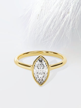 1.0 CT Marquise Cut Moissanite Diamond Bezel Engagement Ring