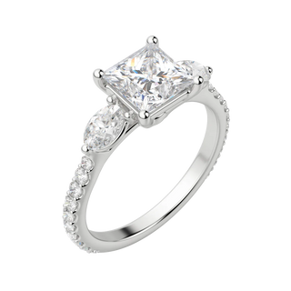 2.78 CT Princess Cut 3 Stone Diamond Moissanite Engagement Ring