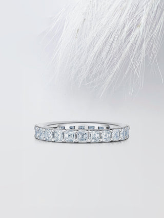 Asscher Cut Moissanite Full Eternity Diamond Wedding Band for Her