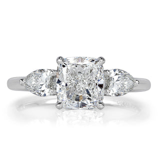 2.50ct cushion old mine cut moissanite diamond solitaire three stone engagement ring