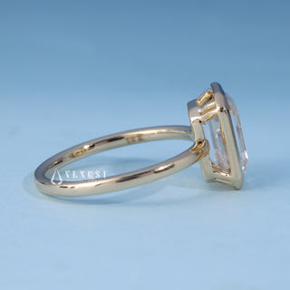 2.0CT Bezel Set Emerald Moissanite Diamond Timeless Engagement Rings