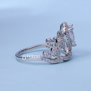 0.50CT Pear Cut Moissanite Diamond Halo Cluster Engagement Ring