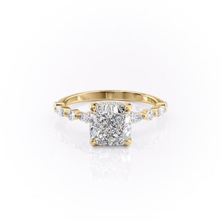 2.15 CT Cushion Cut Dainty Pave Moissanite Engagement Ring