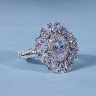 1.0CT Oval Cut Moissanite Diamond Halo Split Shank Engagement Ring