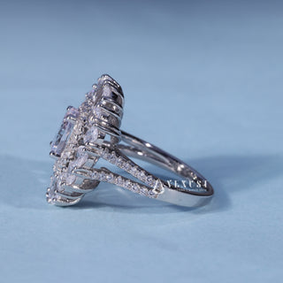 1.0CT Oval Cut Moissanite Diamond Halo Split Shank Engagement Ring