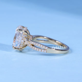 1.50CT Oval Cut Moissanite Diamond Hidden Halo Split Shank Engagement Ring