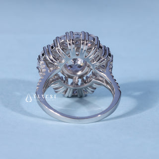 1.0CT Oval Cut Moissanite Diamond Halo Split Shank Engagement Ring