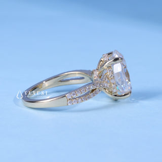 1.50CT Oval Cut Moissanite Diamond Hidden Halo Split Shank Engagement Ring