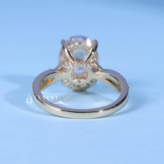 1.50CT Oval Cut Moissanite Diamond Hidden Halo Split Shank Engagement Ring
