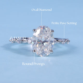 1.50CT Oval Cut Moissanite Diamond Petite Pave Engagement Ring