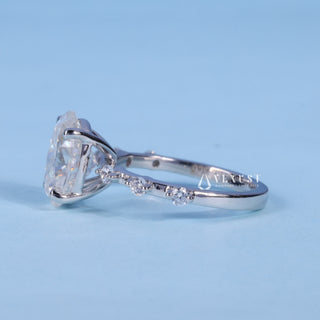 1.50CT Oval Cut Moissanite Diamond Petite Pave Engagement Ring