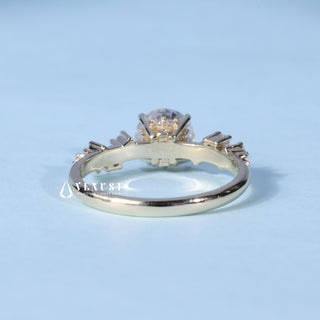 1.0CT Round Cut Moissanite Diamond Cluster Engagement Ring