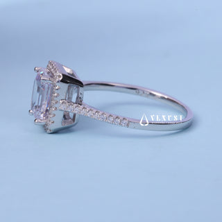 1.50CT Emerald Cut Moissanite Diamond Halo Pave Engagement Ring