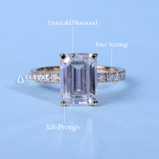 1.50CT Emerald Cut Moissanite Diamond Pave Engagement Ring