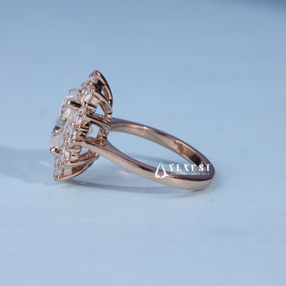 2.0CT Oval Cut Moissanite Diamond Halo Cathedral Engagement Ring