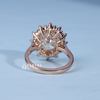 2.0CT Oval Cut Moissanite Diamond Halo Cathedral Engagement Ring