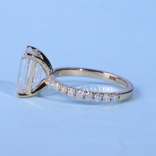 1.50CT Emerald Cut Moissanite Diamond Pave Engagement Ring