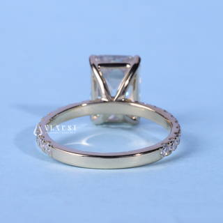 1.50CT Emerald Cut Moissanite Diamond Pave Engagement Ring
