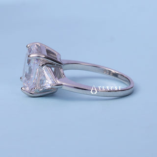 2.50CT Asscher Cut Moissanite Diamond Three Stone Engagement Rings