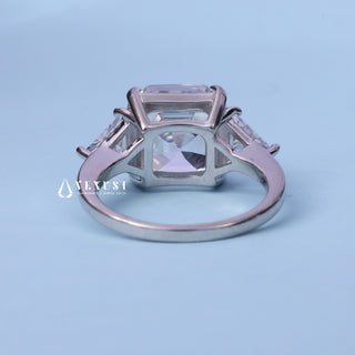 2.50CT Asscher Cut Moissanite Diamond Three Stone Engagement Rings