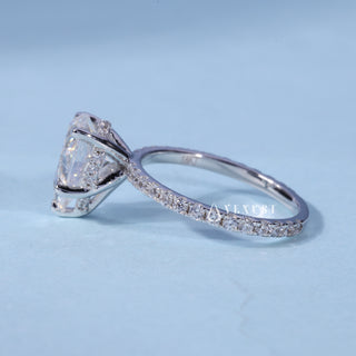 1.0CT Pear Cut Moissanite Diamond Hidden Halo Pave Engagement Ring