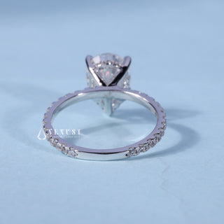 1.0CT Pear Cut Moissanite Diamond Hidden Halo Pave Engagement Ring